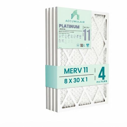 Accumulair Platinum 8x30x1 MERV 11 filter, 4-pack