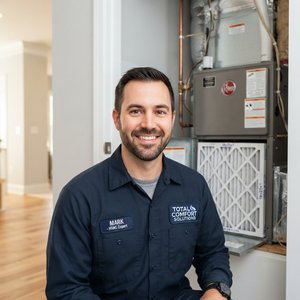 HVAC technician checking a return-slot filter